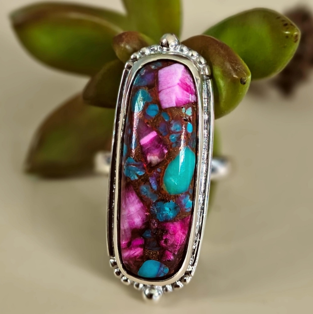 Oyster Turquoise & Mohave Copper Ring